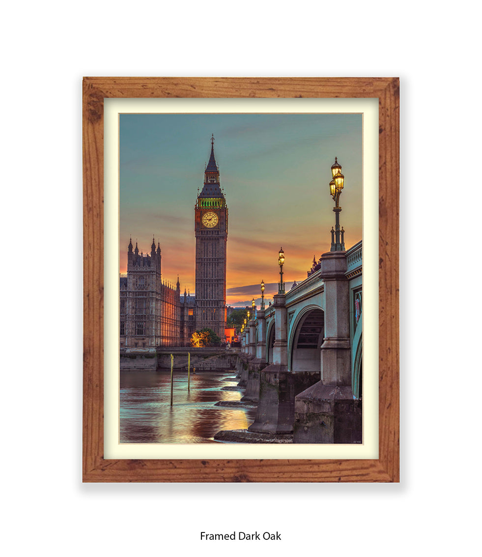 London Big Ben Westminster Bridge Sunset Colour Assaf Frank Art Print