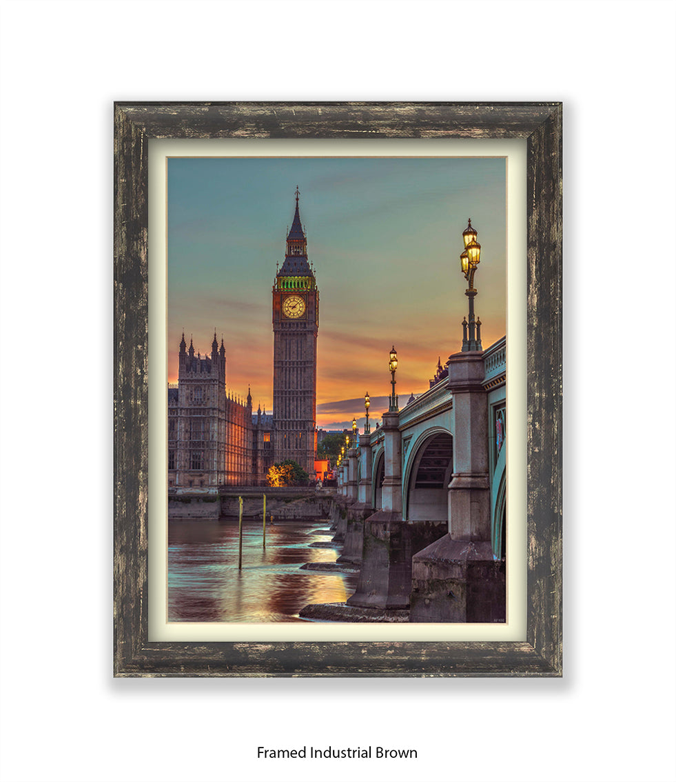 London Big Ben Westminster Bridge Sunset Colour Assaf Frank Art Print