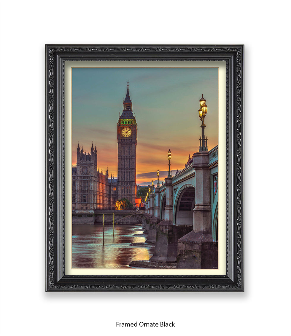 London Big Ben Westminster Bridge Sunset Colour Assaf Frank Art Print