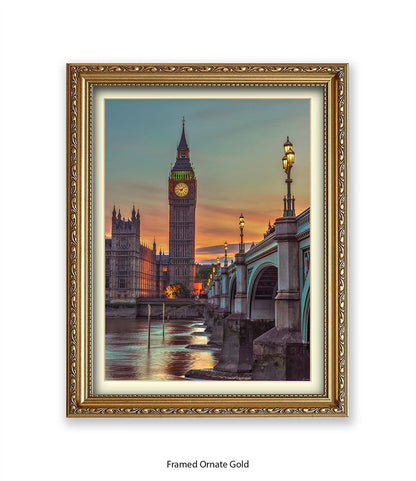 London Big Ben Westminster Bridge Sunset Colour Assaf Frank Art Print