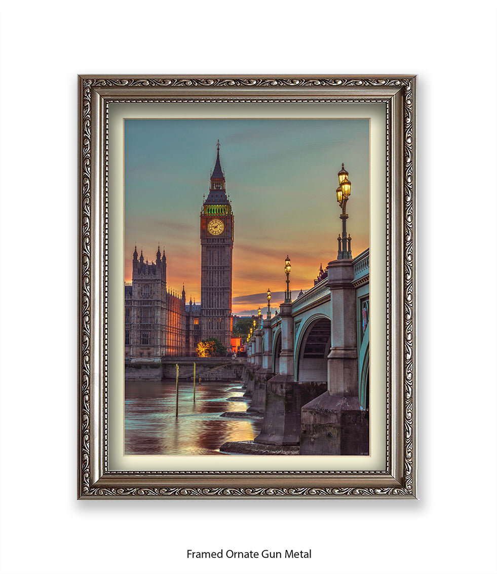 London Big Ben Westminster Bridge Sunset Colour Assaf Frank Art Print