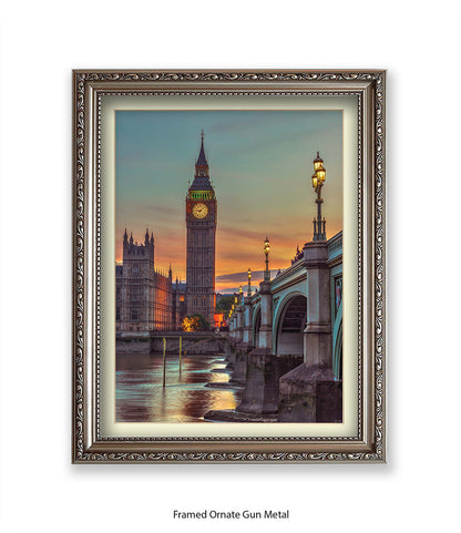 London Big Ben Westminster Bridge Sunset Colour Assaf Frank Art Print