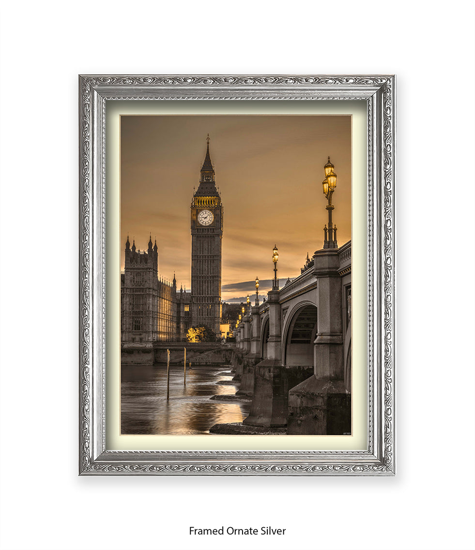 London Big Ben Westminster Bridge Sunset Tone Assaf Frank Art Print