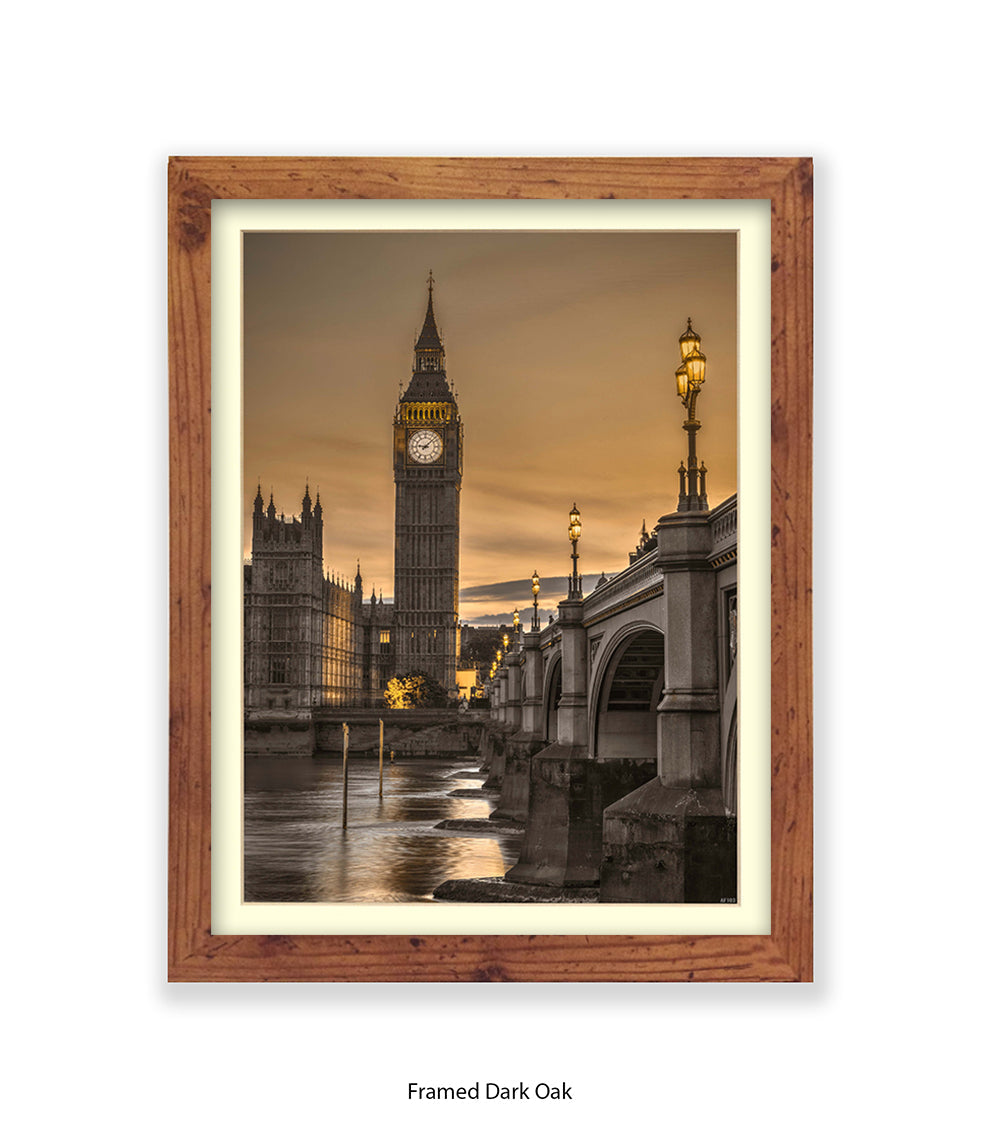 London Big Ben Westminster Bridge Sunset Tone Assaf Frank Art Print