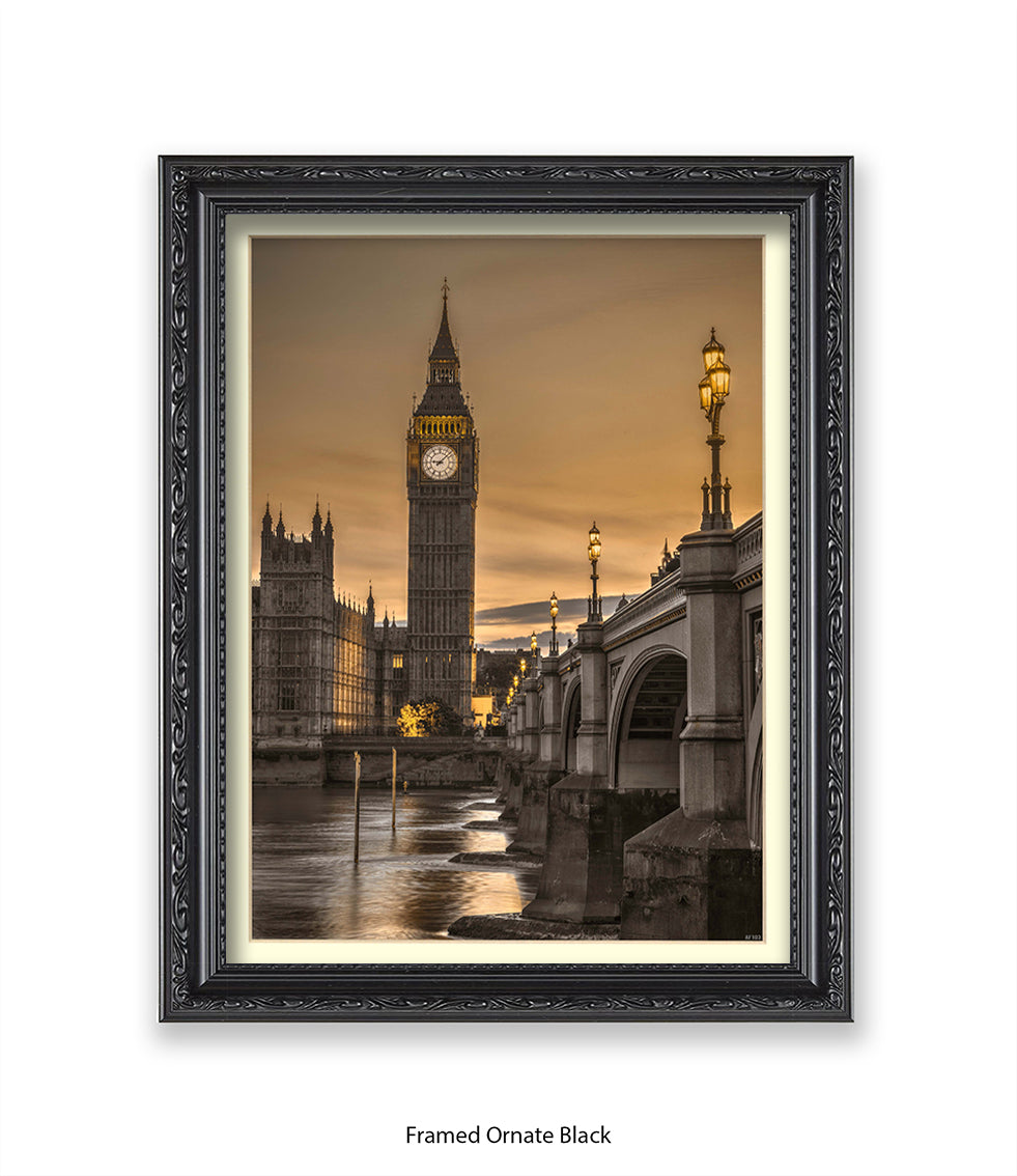 London Big Ben Westminster Bridge Sunset Tone Assaf Frank Art Print