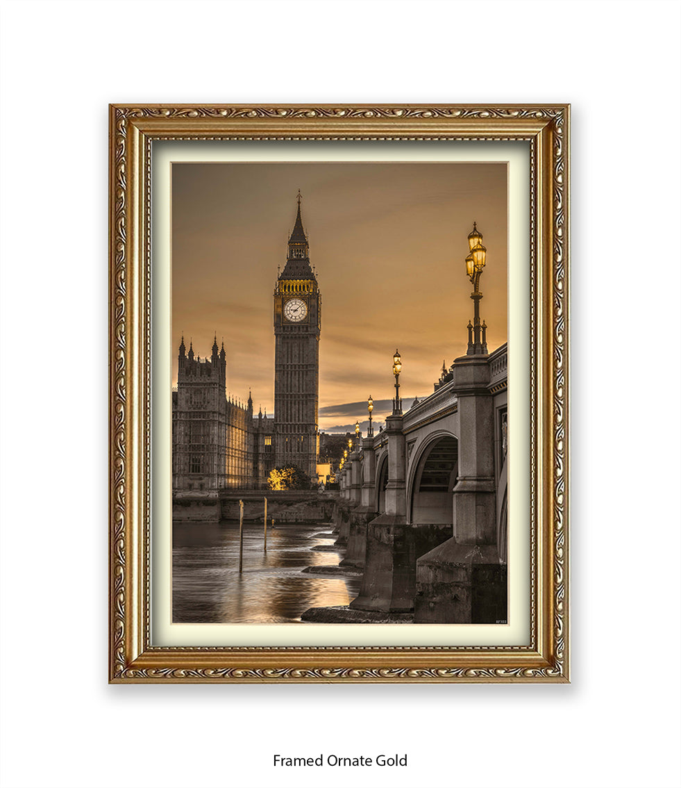 London Big Ben Westminster Bridge Sunset Tone Assaf Frank Art Print