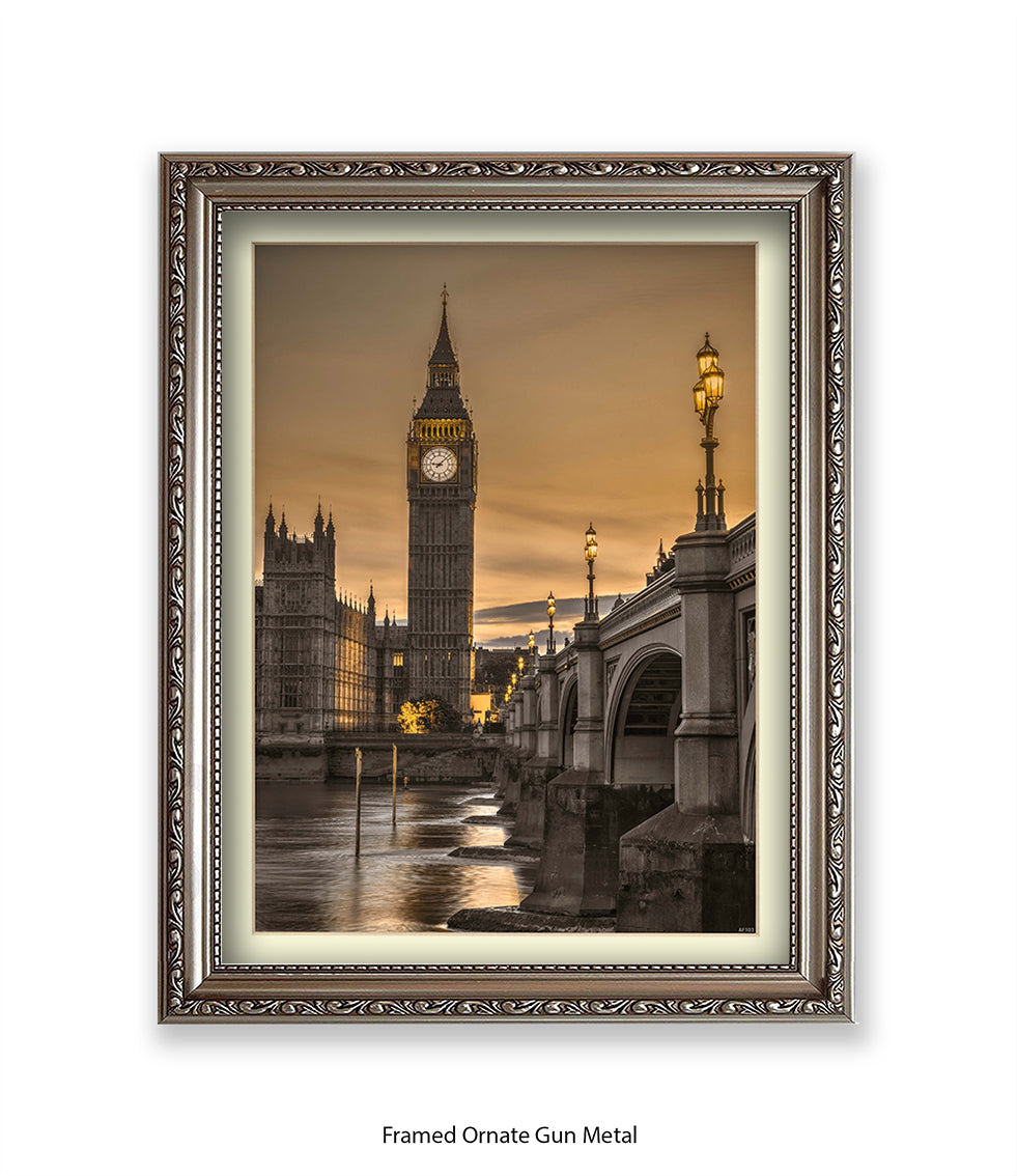 London Big Ben Westminster Bridge Sunset Tone Assaf Frank Art Print