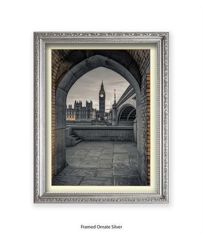 London Big Ben Archway View Sepia Assaf Frank Art Print