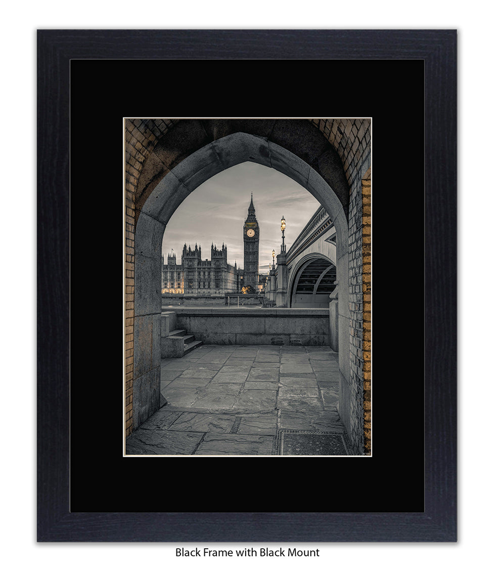 London Big Ben Archway View Sepia Assaf Frank Art Print