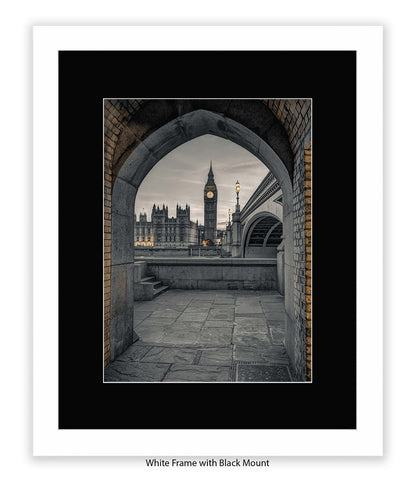 London Big Ben Archway View Sepia Assaf Frank Art Print