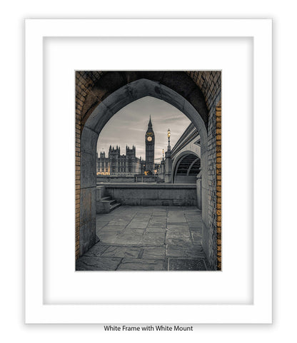 London Big Ben Archway View Sepia Assaf Frank Art Print