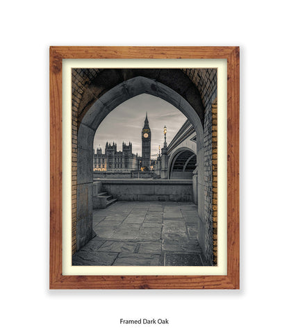 London Big Ben Archway View Sepia Assaf Frank Art Print