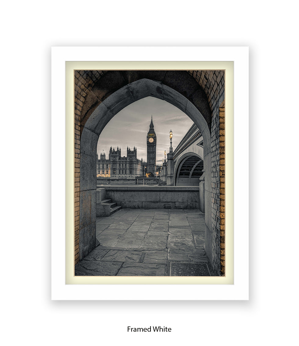 London Big Ben Archway View Sepia Assaf Frank Art Print