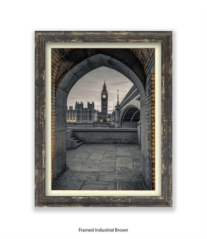 London Big Ben Archway View Sepia Assaf Frank Art Print