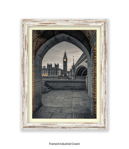 London Big Ben Archway View Sepia Assaf Frank Art Print