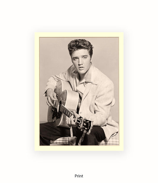 Elvis Sitting On Check Stool Guitar Art Print