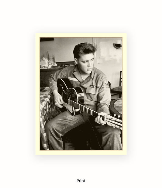 Elvis US Army Guitar Art Print