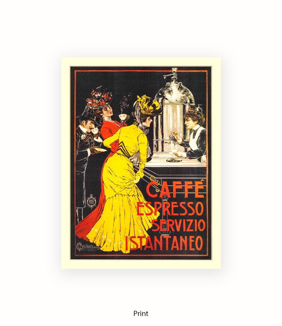 Caffe - Espresso - Servizio - Yellow Dress Art Print