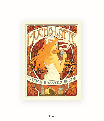 Mucha Latte - French Roasted Blend Art Print