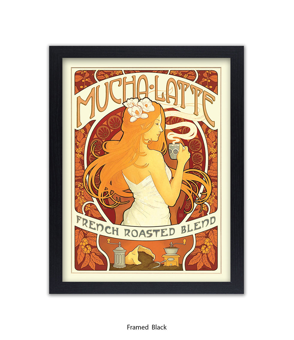 Mucha Latte - French Roasted Blend Art Print