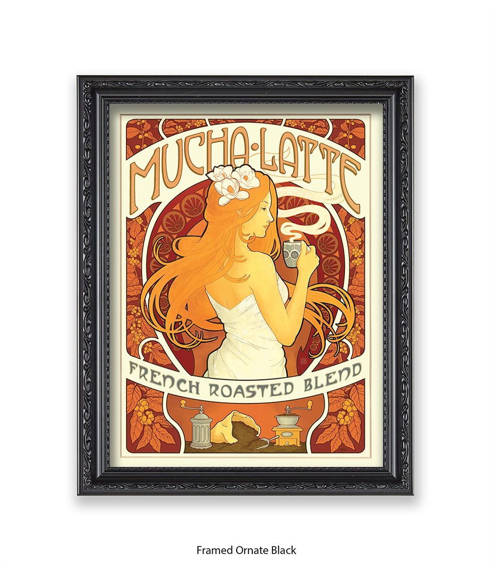 Mucha Latte - French Roasted Blend Art Print