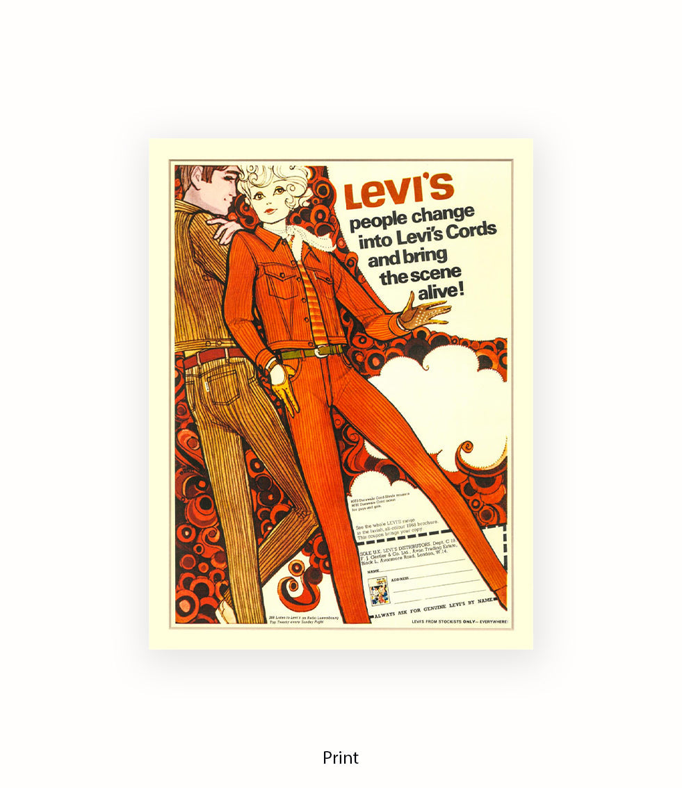 Levi's People change into levi's cords Art Print