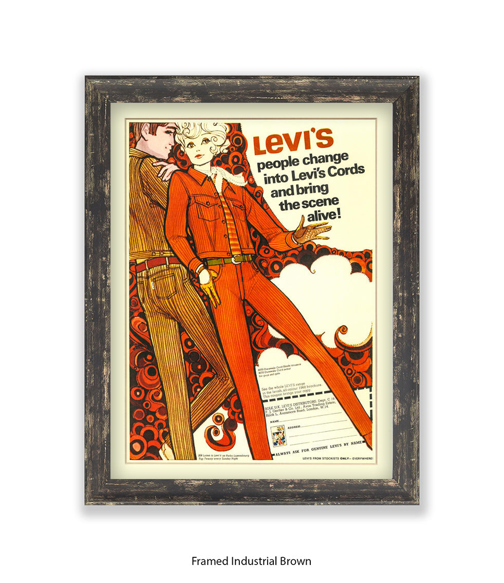 Levi's People change into levi's cords Art Print