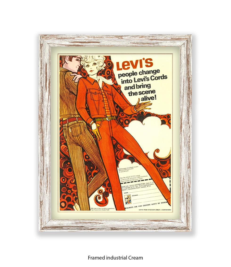 Levi's People change into levi's cords Art Print