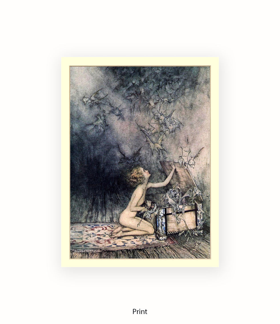 Arthur Rackham Girl Opening Box Art Print