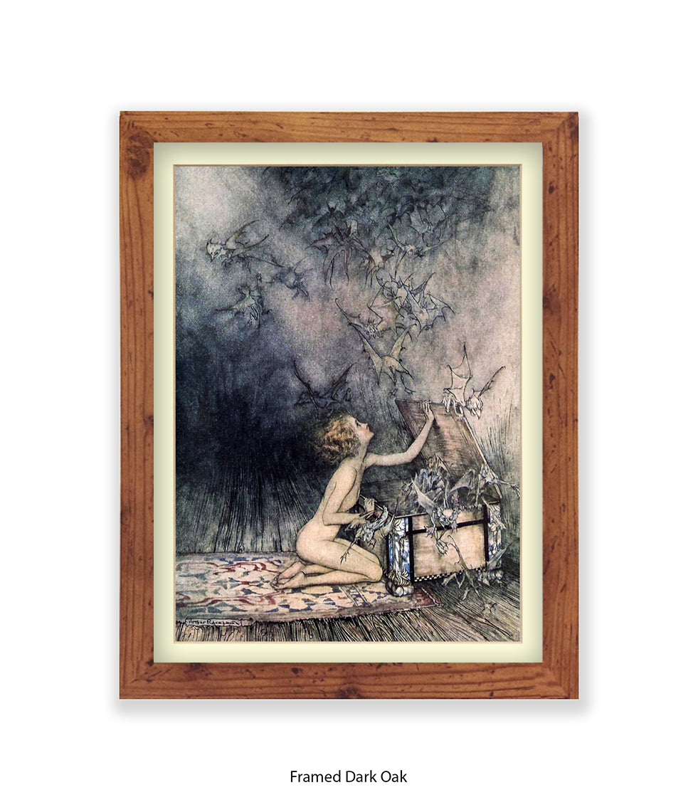 Arthur Rackham Girl Opening Box Art Print