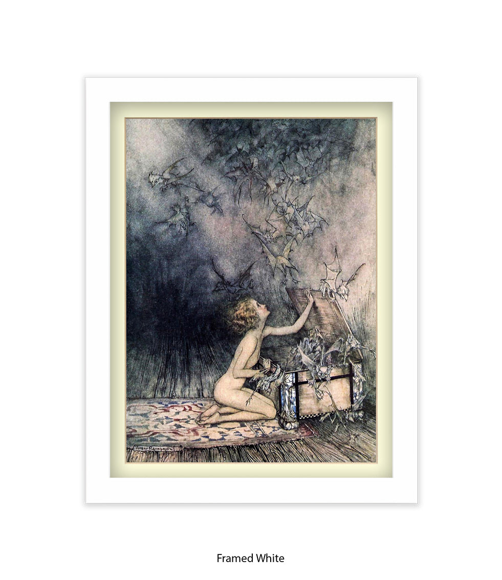 Arthur Rackham Girl Opening Box Art Print