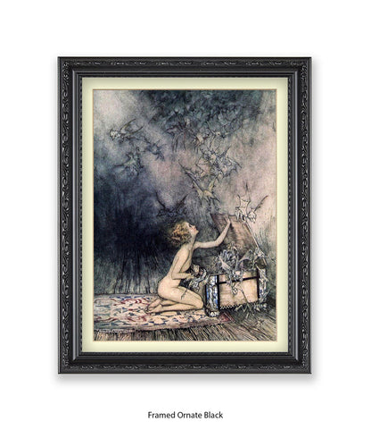 Arthur Rackham Girl Opening Box Art Print