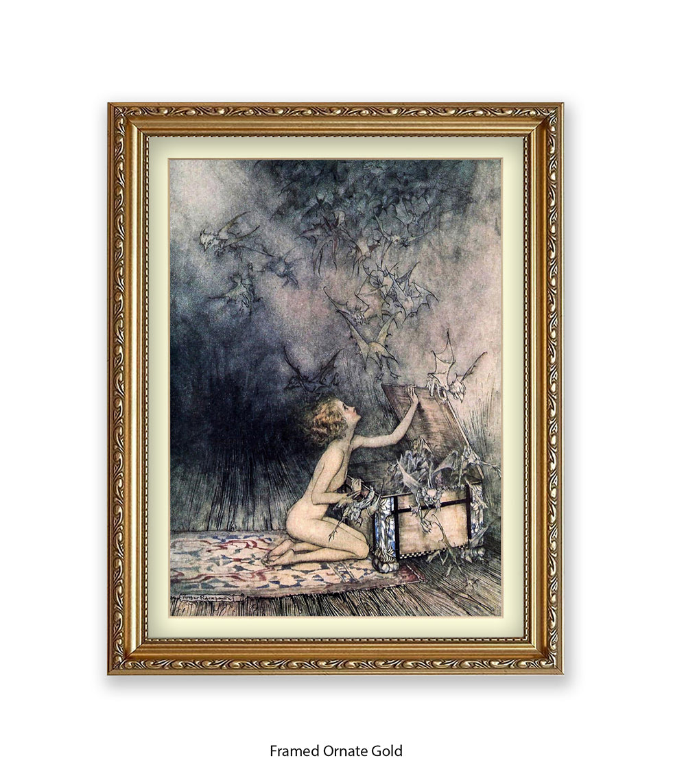 Arthur Rackham Girl Opening Box Art Print