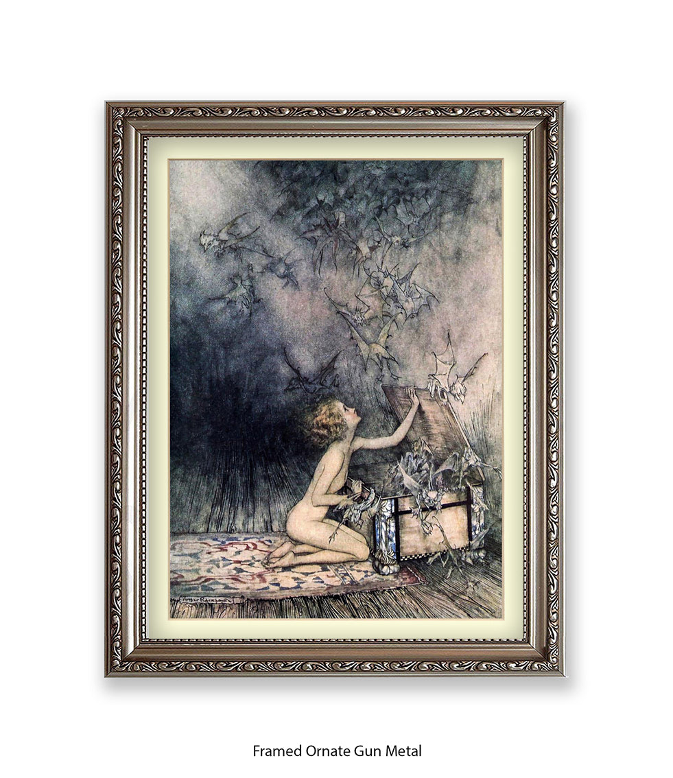 Arthur Rackham Girl Opening Box Art Print