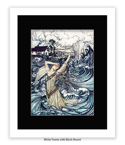 Arthur Rackham Mermaid And Waves Art Print