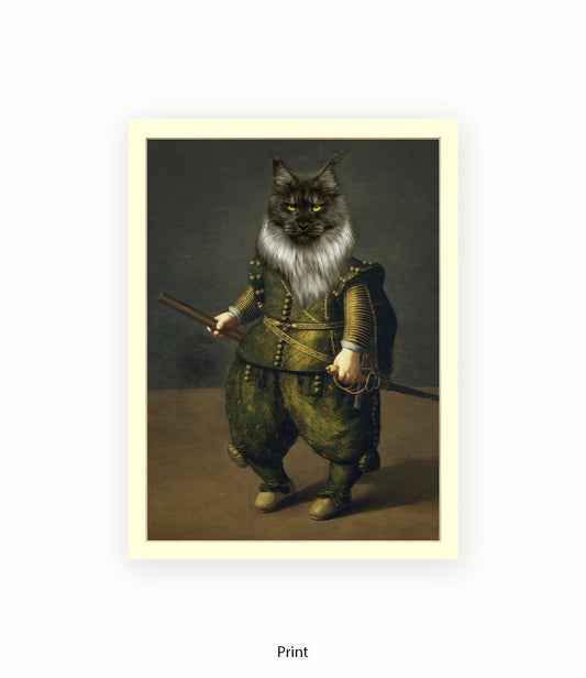 King Cat Vintage Art Print