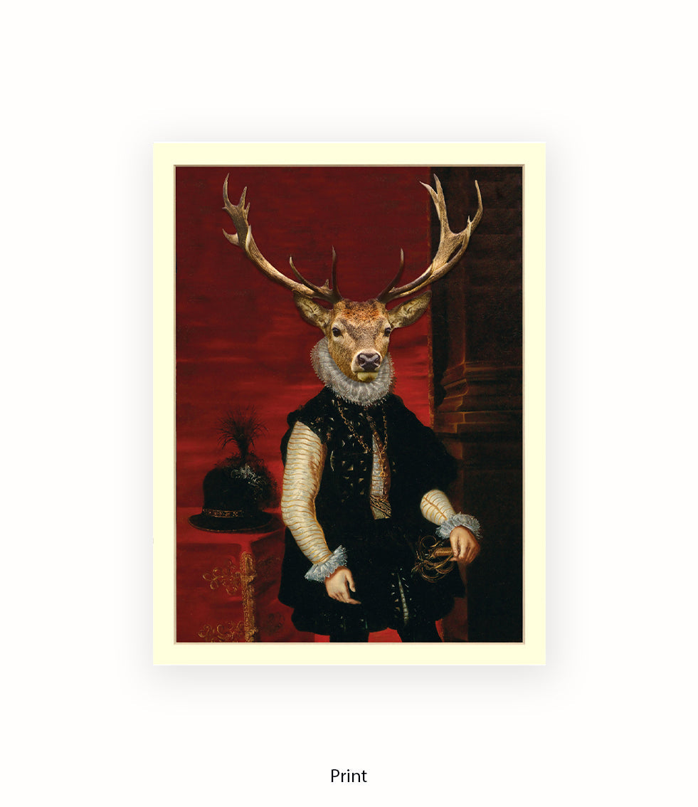 King Stag Vintage Art Print