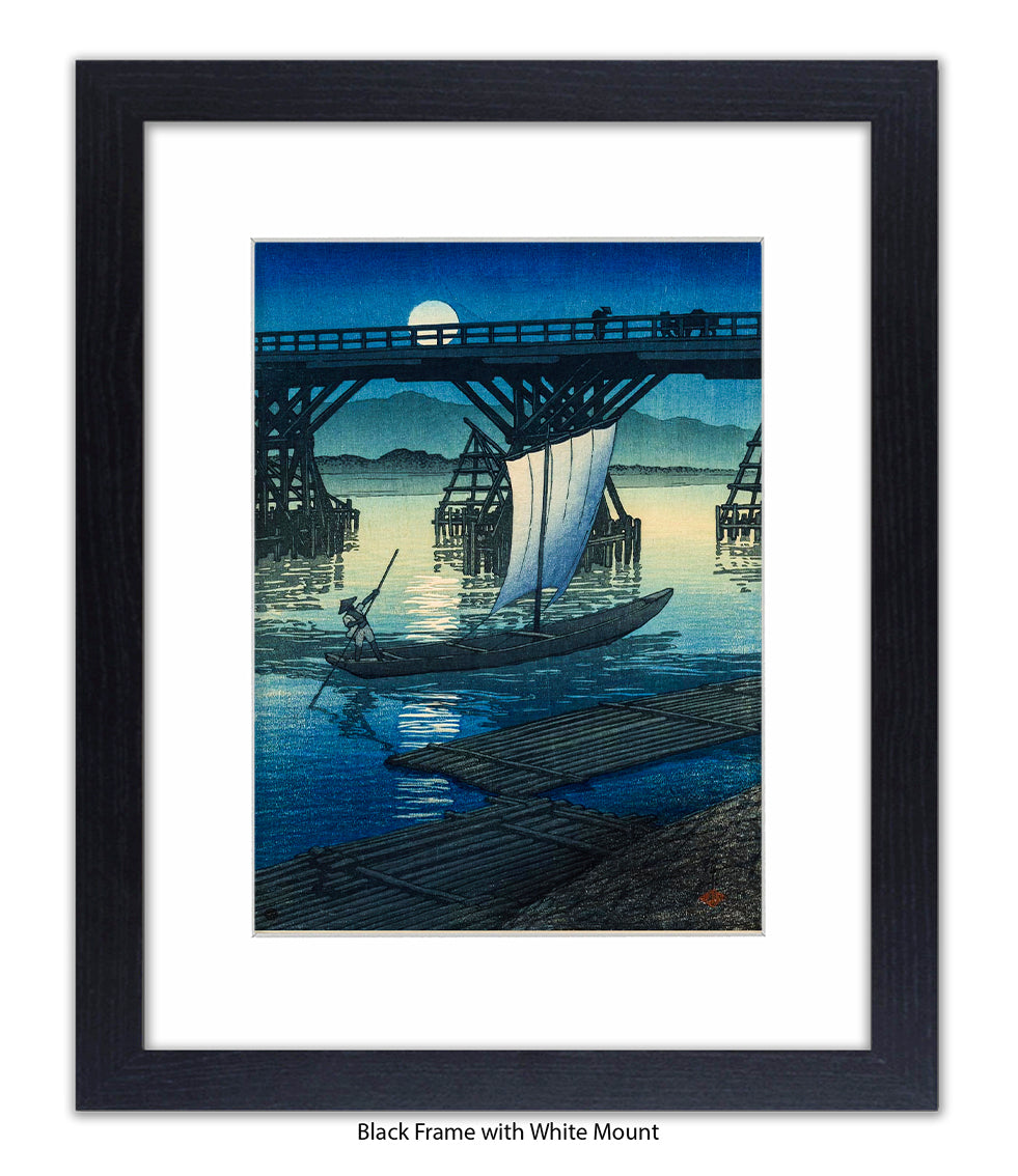 Full Moon At Akashi Beach Art Print