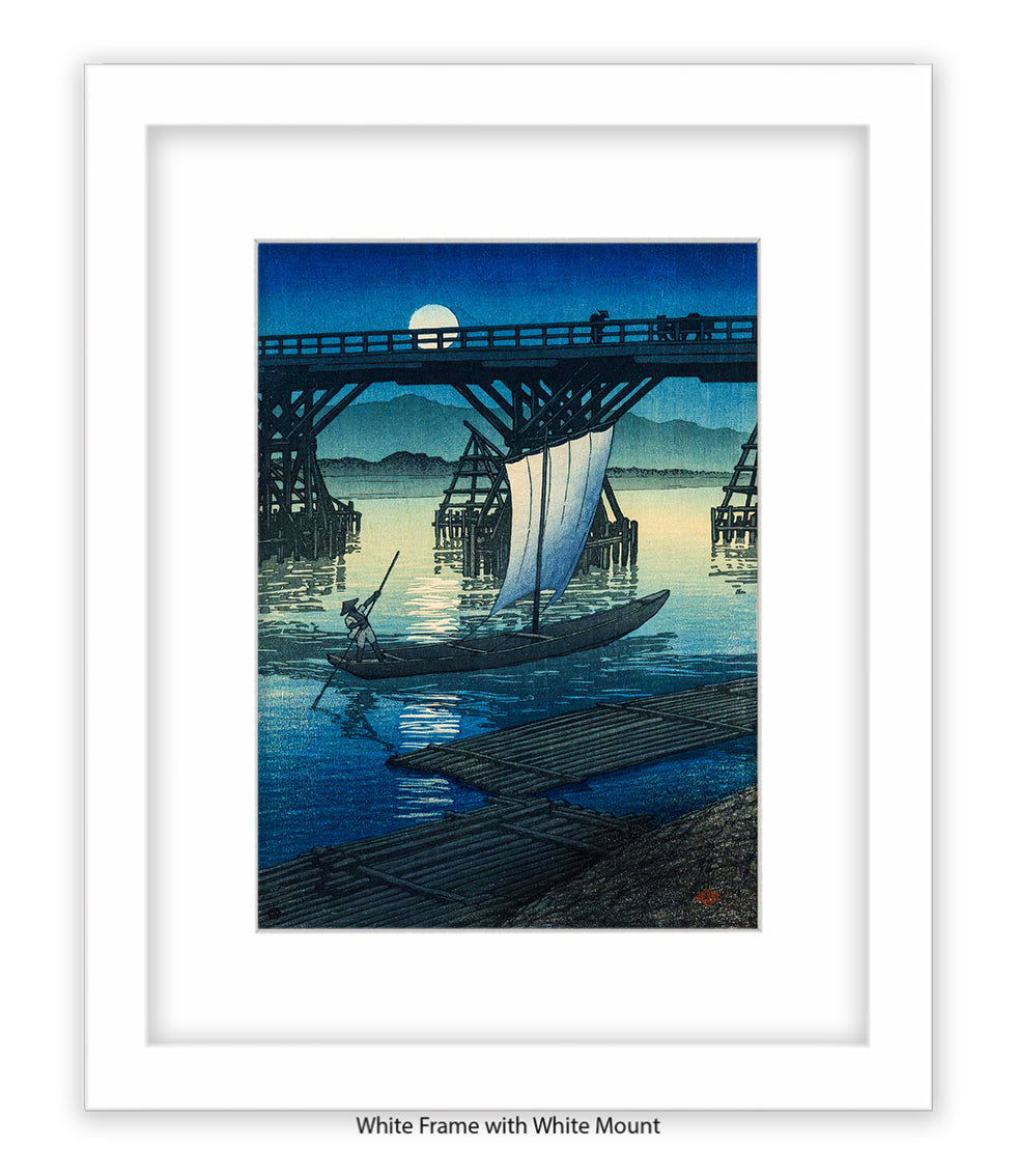 Full Moon At Akashi Beach Art Print