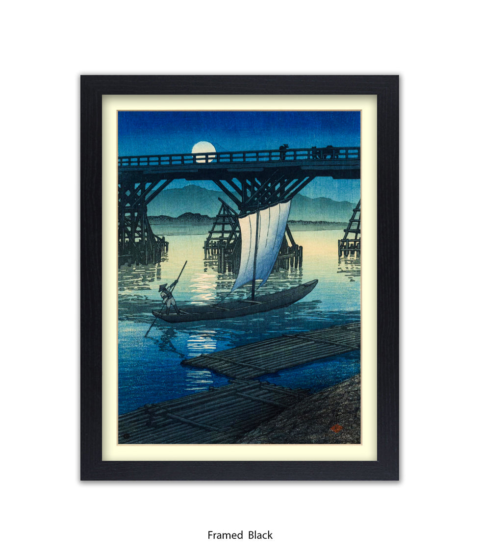 Full Moon At Akashi Beach Art Print