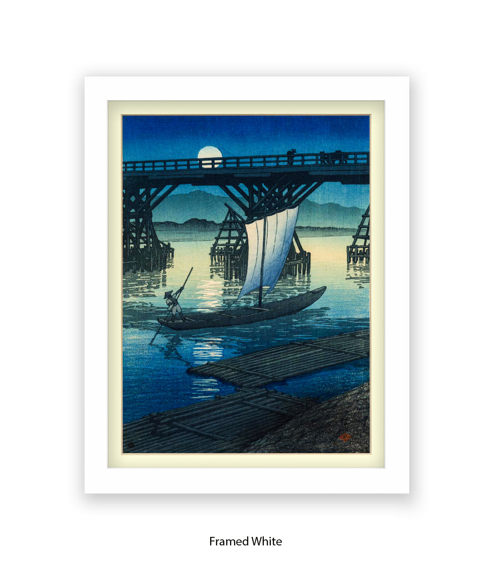 Full Moon At Akashi Beach Art Print