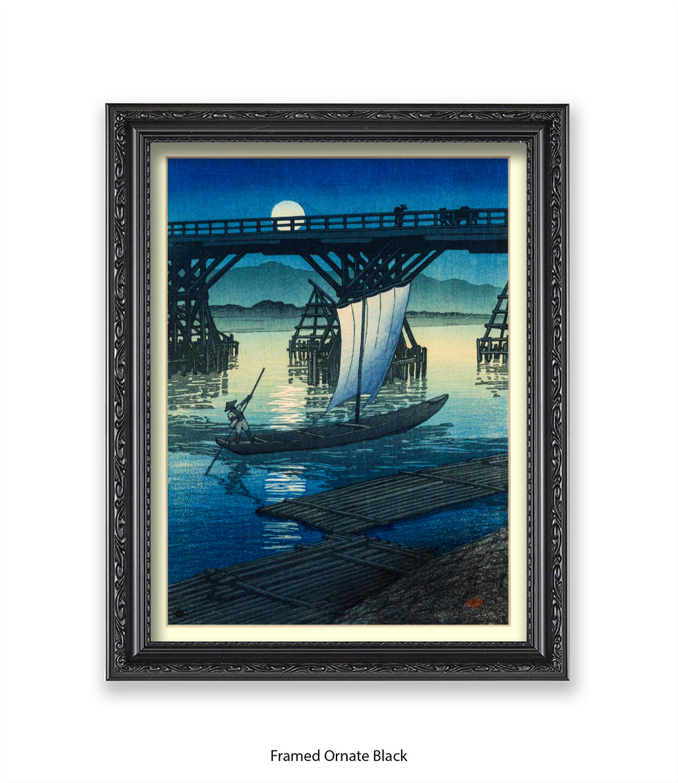 Full Moon At Akashi Beach Art Print