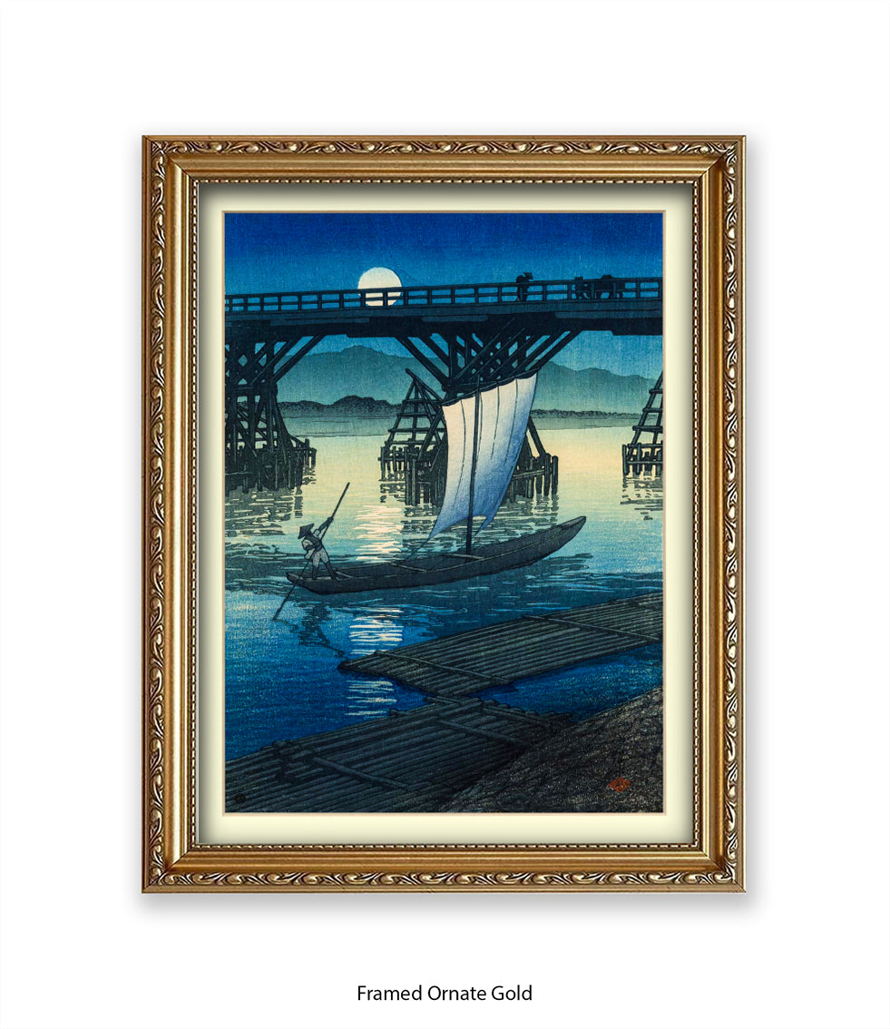 Full Moon At Akashi Beach Art Print