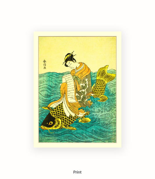 Girl On Fish Art Print