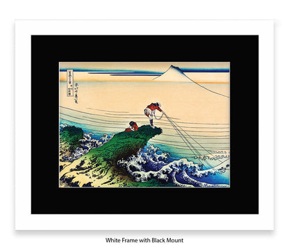 Mount Fuji Fisherman Casting Japanese Art Print