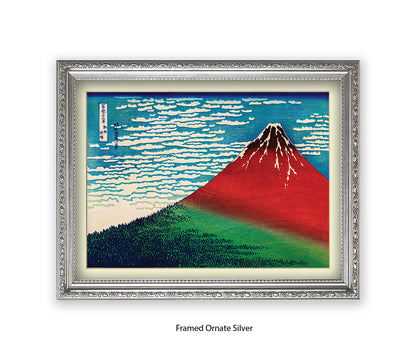 Mount Fuji Red Mountain Japanese Art Print