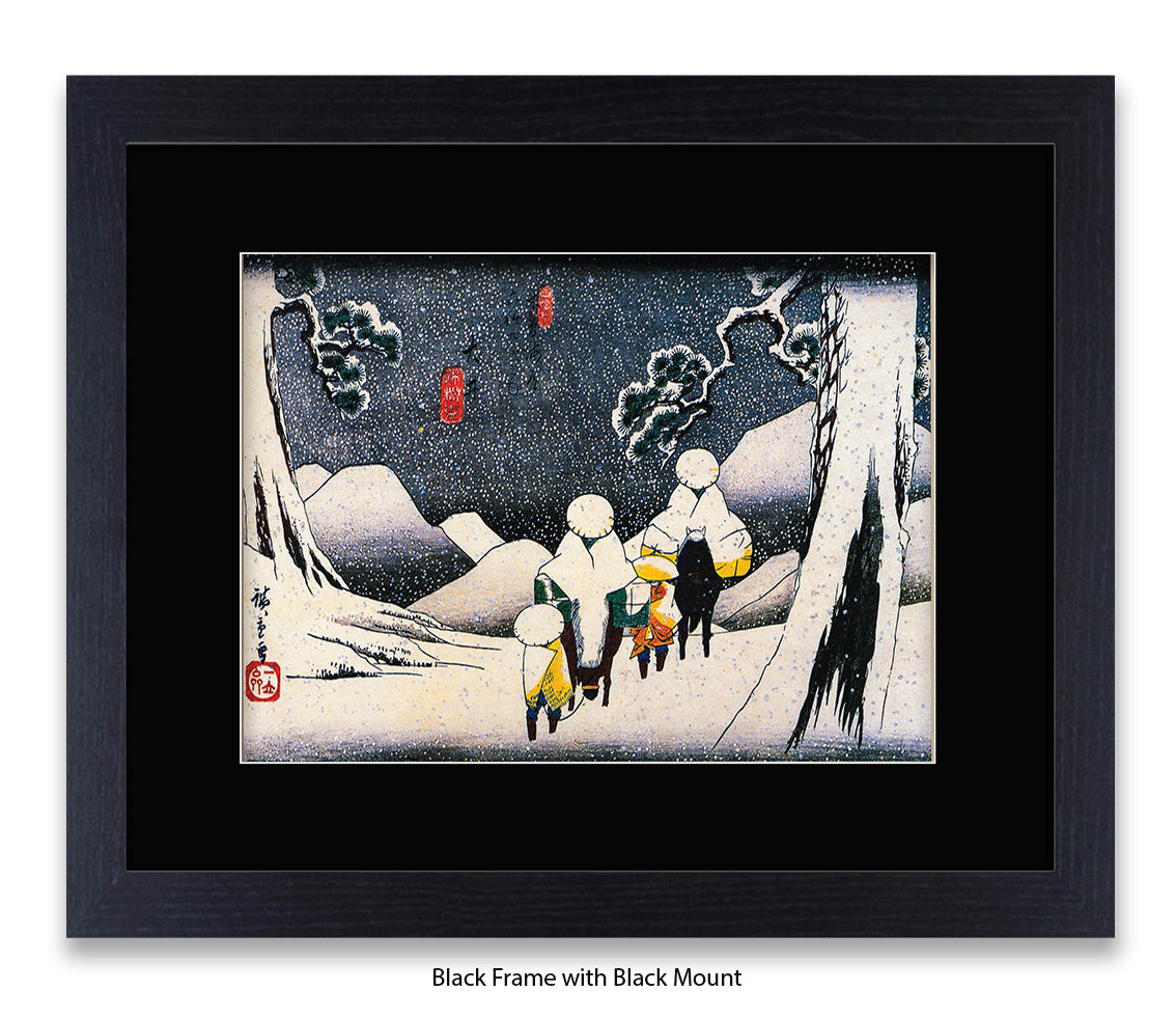 Snow Travellers On Horseback Japanese Art Print