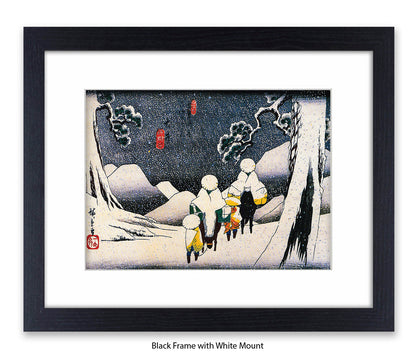 Snow Travellers On Horseback Japanese Art Print