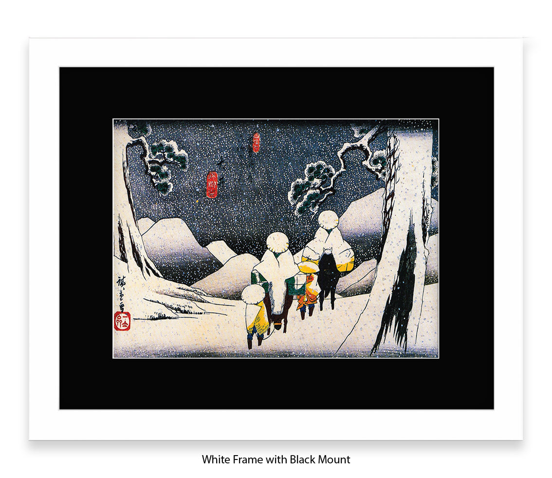 Snow Travellers On Horseback Japanese Art Print