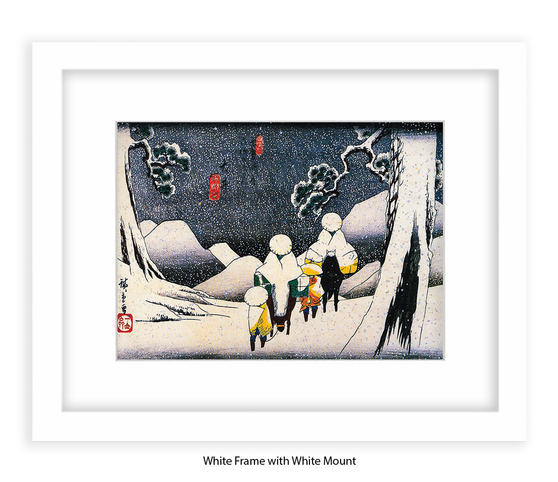 Snow Travellers On Horseback Japanese Art Print